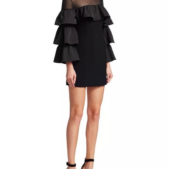Cinq a Sept Valentina Ruffle Sleeve Mesh Shoulder Mini Dress - Picture 2 of 3